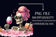 Skeleton Drinking Wine Clipart PNG, an Illustration by Libby Wishes (Thumbnail 5 of 5)