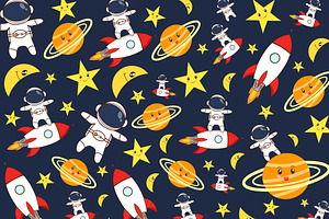 Cute Pattern Space Astronauts