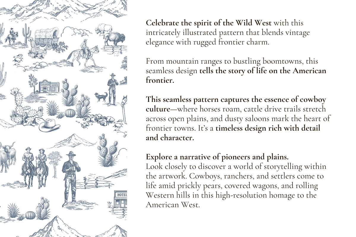 Cowboy Country Toile de Jouy Pattern, a Background Graphic by Hughes Studio (Photo 3 of 8)