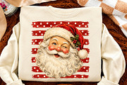 Vintage Christmas Santa Red Stripes, a Seasonal Illustration by Canvas Craft (Thumbnail 4 of 6)