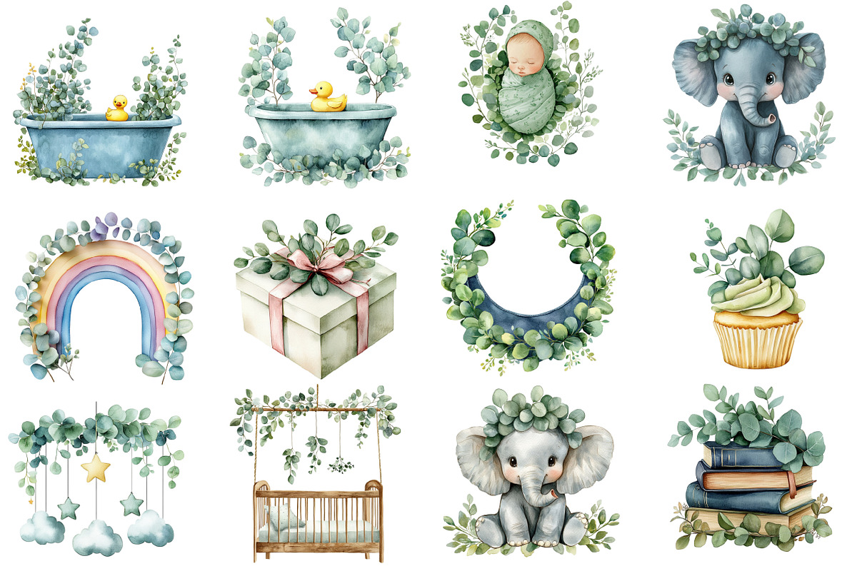 Baby Shower Clipart Bundle, an Illustration by Designworld (Photo 2 of 5)