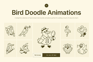 Animated Bird Doodle Art Set, an Outline Icon by Vectors Market