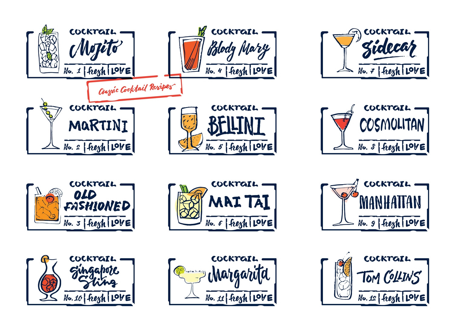 Sketch Alcohol Drinks Labels Set, a Branding & Logo Template by ...