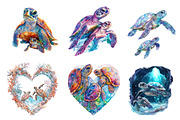 Gem Sea Turtle Mom and Baby Clipart, an Illustration by CreationArt (Thumbnail 4 of 5)