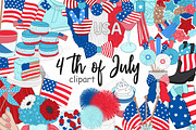 4th of July Bright Clipart, a Seasonal Illustration by GlamArtZhanna (Thumbnail 1 of 4)