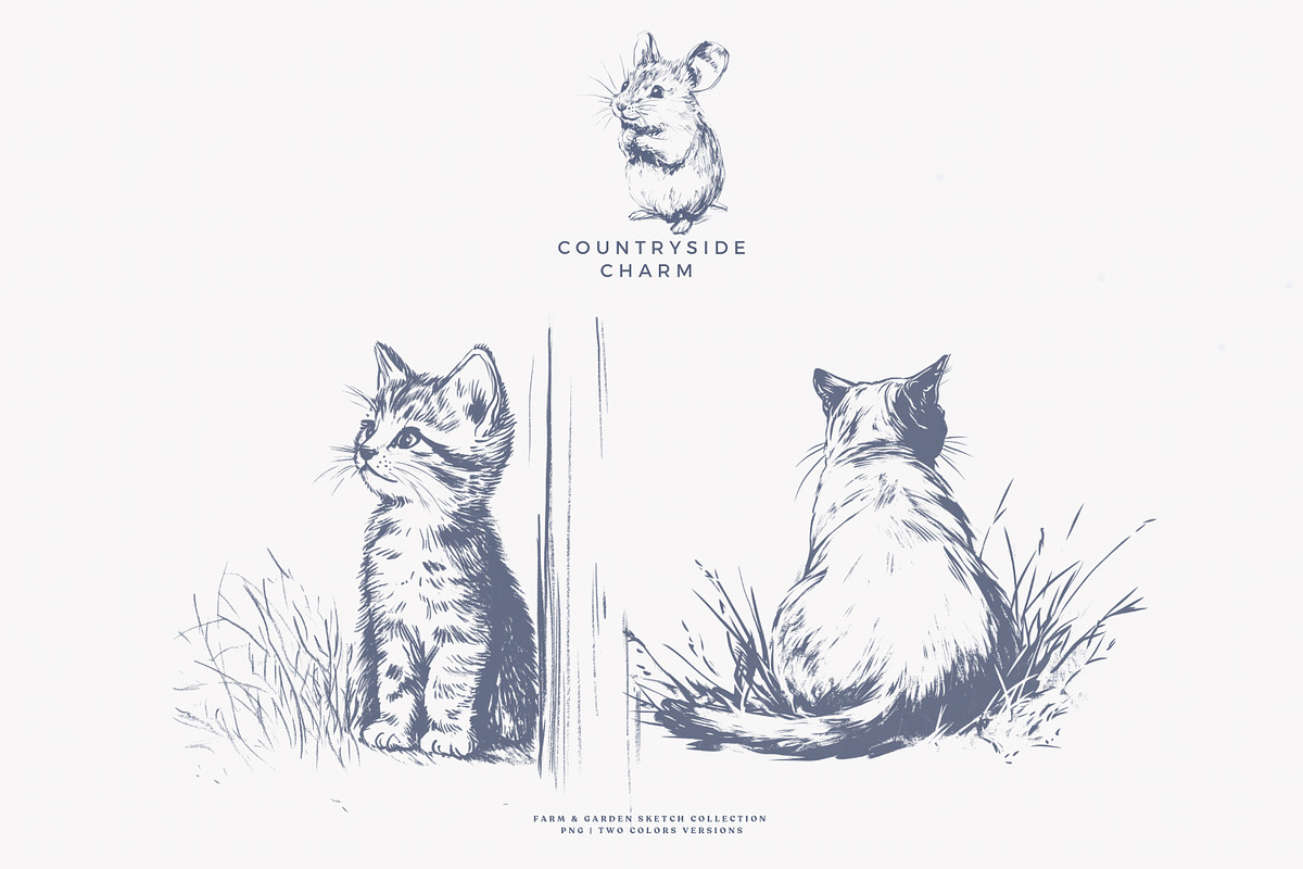 vintage clipart farm animals set, a Decorative Illustration by Patishop Art (Photo 4 of 10)