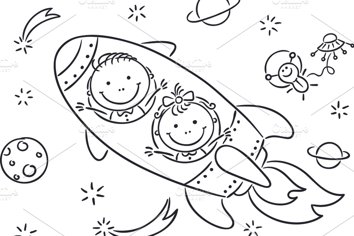 Outline cartoon kids illustration, an Illustration by Bubert Art (Photo 29 of 33)