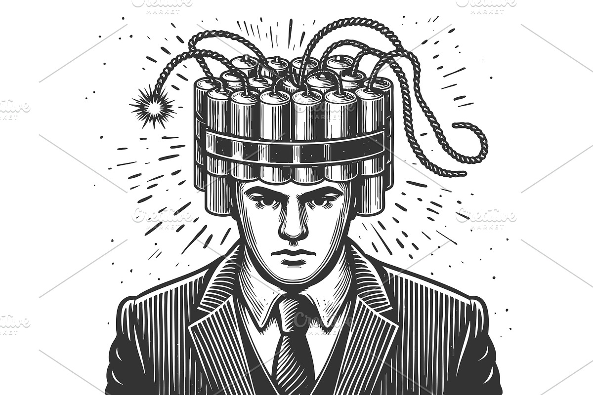 Man with dynamite hat symbolizing, a Person Illustration by AlexArt