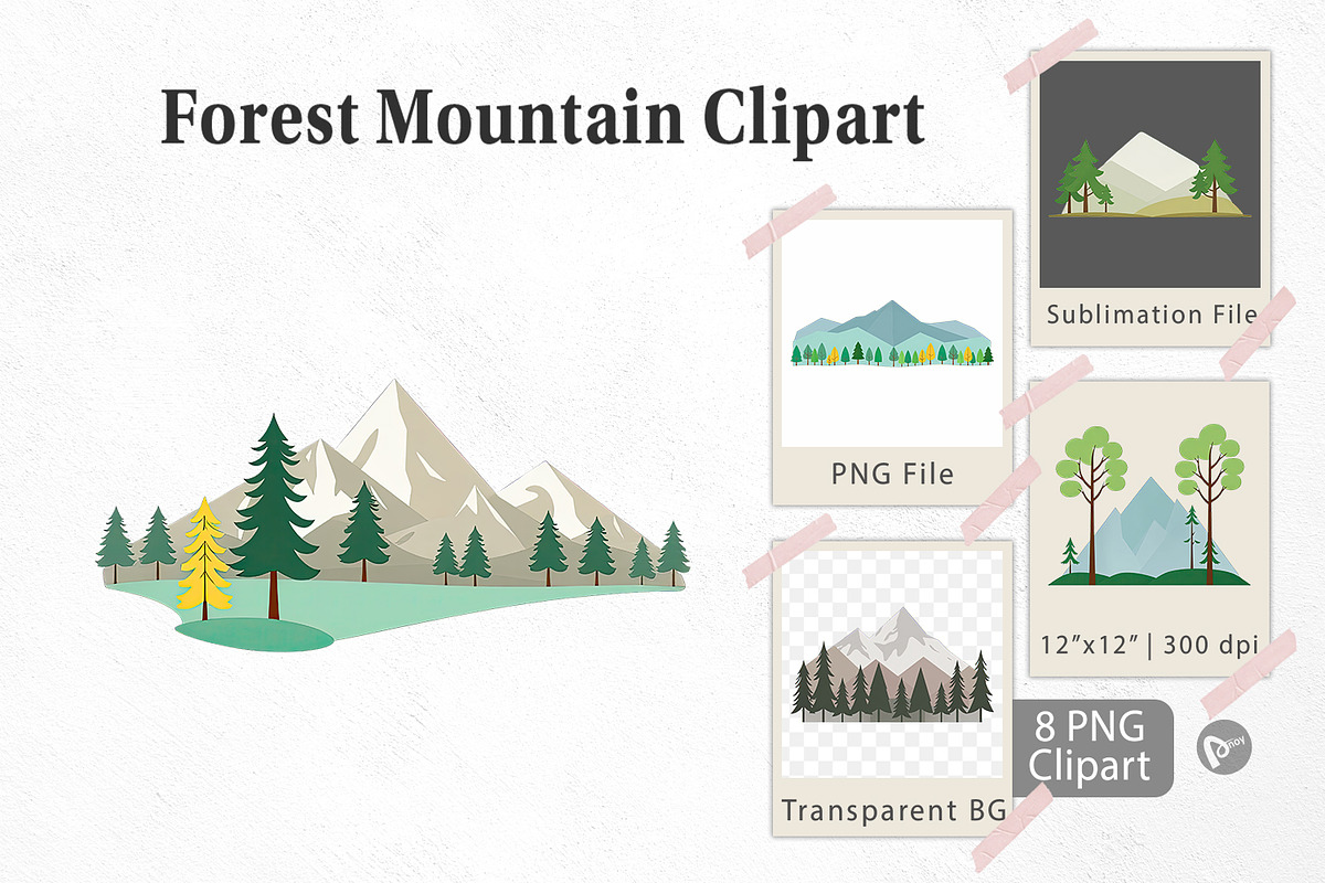Forest Mountain Clipart, a Graphic by Artnoy (Photo 1 of 5)