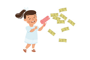 Happy Rich Girl Millionaire, a Person Illustration by TopVectors
