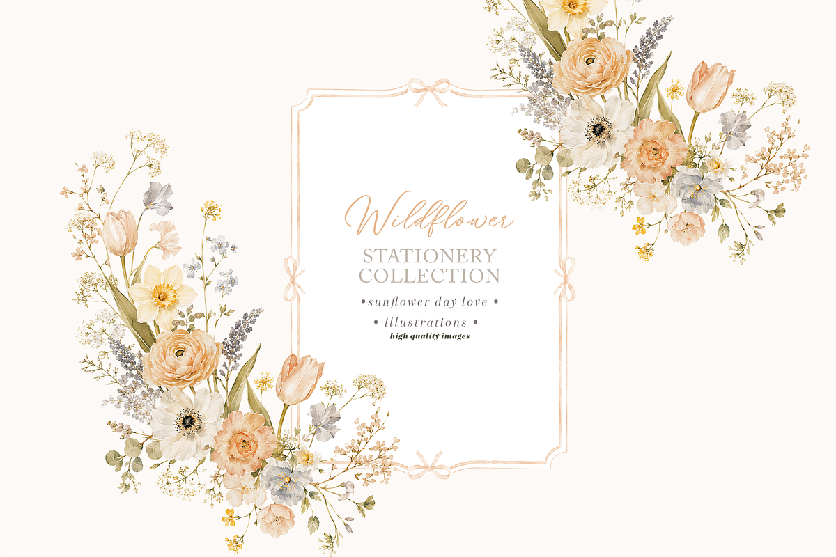 Wildflower Floral Frame Clipart, a Decorative Illustration by Sunflower Day Love (Photo 3 of 4)