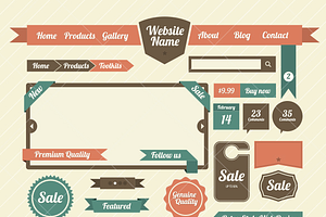 Retro Web Elements PSD