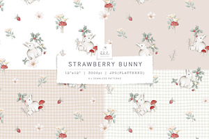 Cute Strawberry And Bunny Pattern