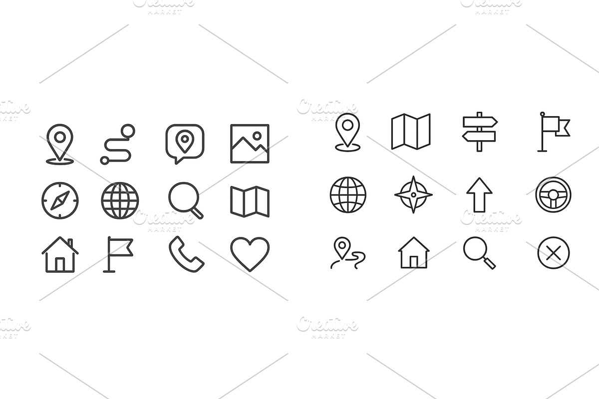 Collection of minimalistic location, a Technology Illustration by ZinetroN