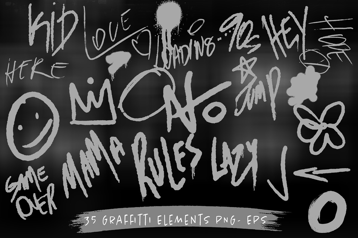 Graffiti 35 PNG EPS Elements, an Object Graphic by Studio Angel Arts (Photo 2 of 8)
