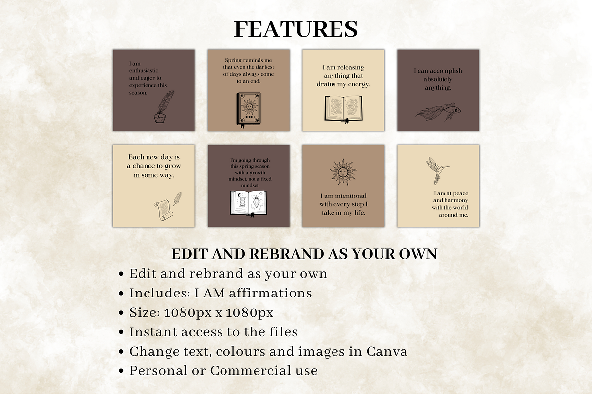 Witchy Affirmation Card Deck Set, a Design Template by Digital By Nikoleta (Photo 6 of 9)