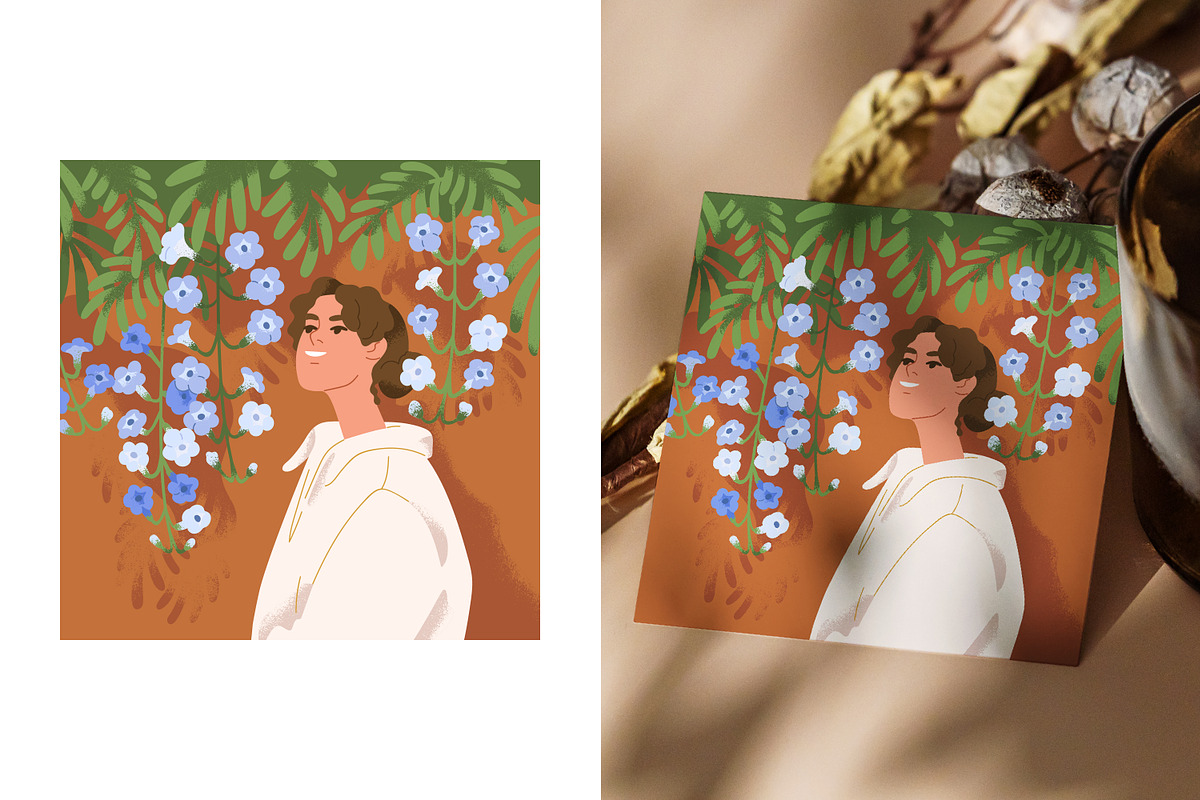 Women with flowers. Floral cards, a Person Illustration by Good Studio (Photo 3 of 4)