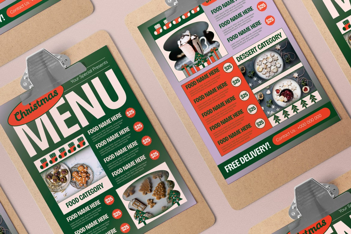 Orange Green Christmas Food Menu, a Flyer Template by graphicook (Photo 3 of 4)
