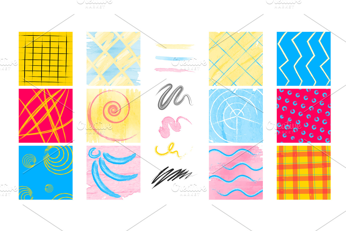 Colorful crayon grid patterns, a Texture Illustration by art PVP - market