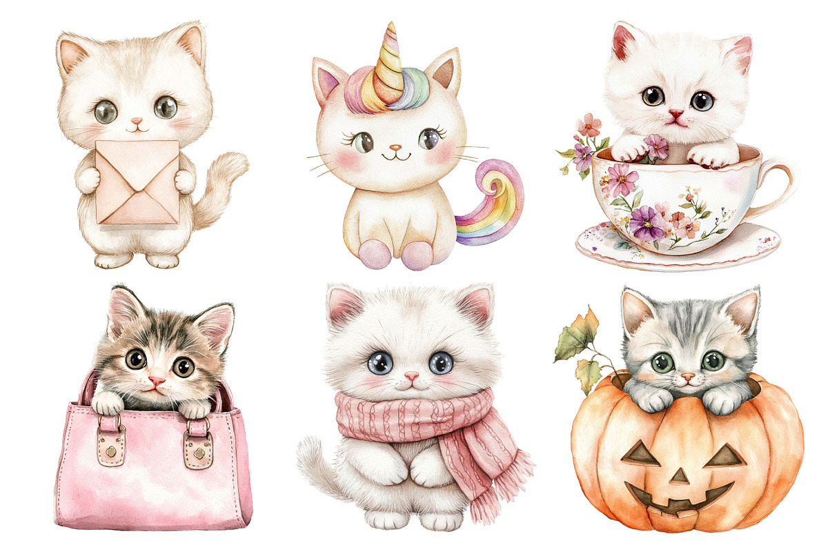 Kawaii Kitten Sublimation Clipart, an Illustration by Pixels.Craft (Photo 3 of 7)