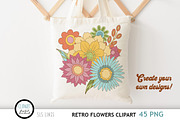 Retro Flower Clipart PNG, an Illustration by SLS Lines (Thumbnail 3 of 6)