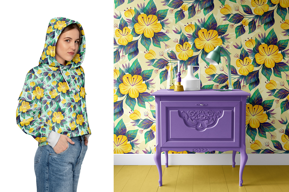 Yellow Garden Floral Pattern, a Pattern Graphic by Velliniki (Photo 11 of 12)