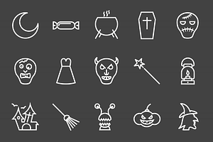 35 Halloween Line Inverted Icons