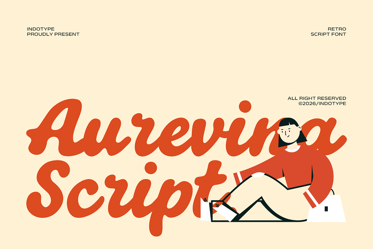 Aurevina - Retro Script Font, a Script Font by Indotype Foundry (Photo 1 of 10)