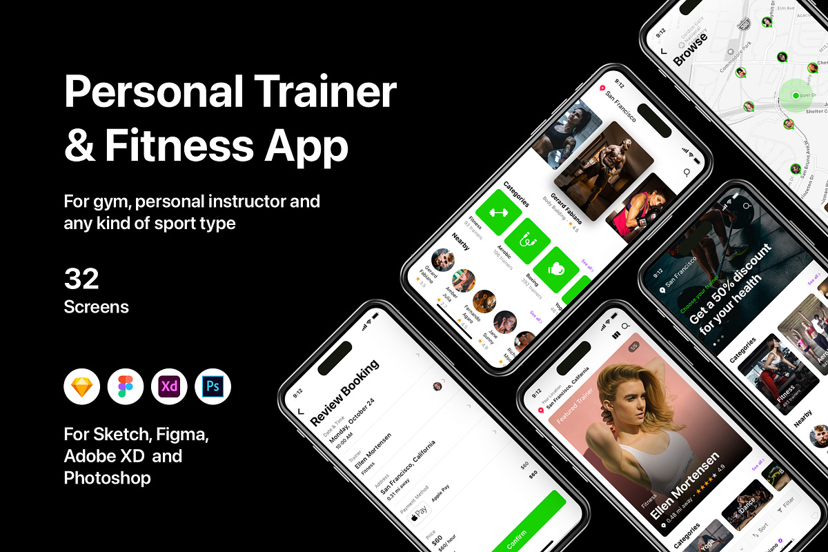 Personal Trainer & Fitness App, an UI Kit Template by flr.24 (Photo 1 of 2)