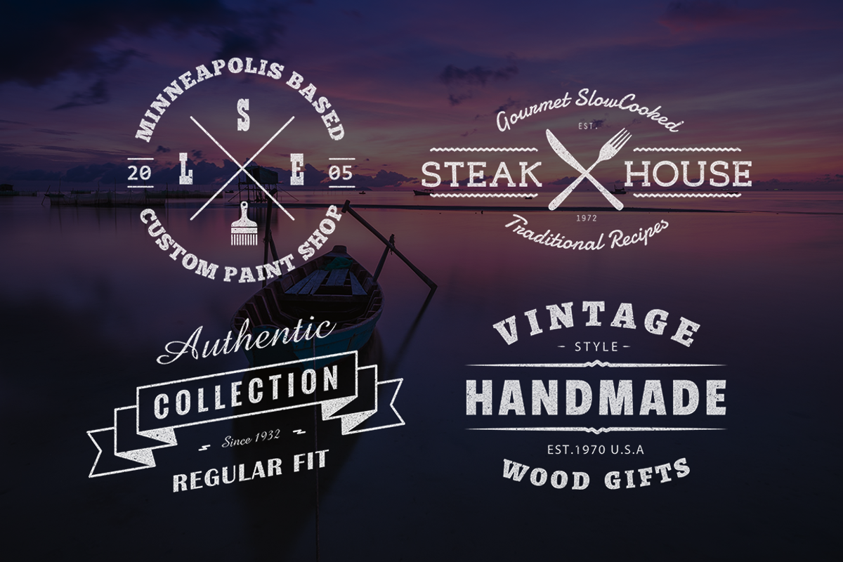 Vintage Logo PSD Template - Set of 4, a Branding & Logo Template by ShalexDesigns (Photo 1 of 2)