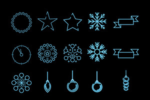 Neon Christmas Icons Set, a Templates & Theme by studiogstock