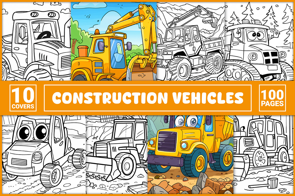 Construction Vehicles Coloring Pages, a Transportation Illustration by BrightMart (Photo 1 of 3)