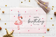 Flamingo Clipart, Pink Flamingo PNG, an Animal Illustration by BrushstrokeArtGB (Thumbnail 8 of 9)