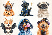 Watercolor Halloween Dog Clipart, an Illustration by DreamCafeArt (Thumbnail 3 of 7)