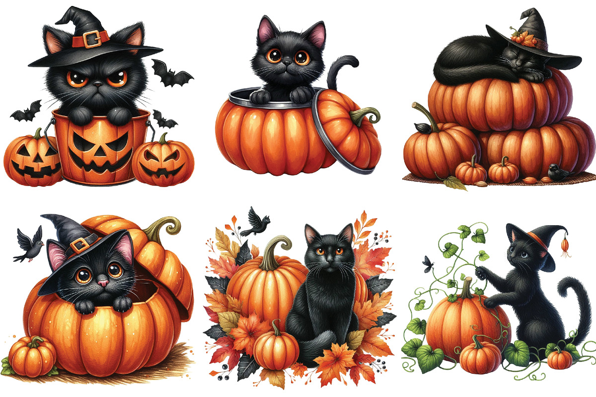 Black Cat And Pumpkin For Halloween, an Illustration by DreamArtGraphic (Photo 4 of 5)