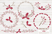 Red Holly Branches & Wreaths, an Illustration by Amanda Ilkov (Thumbnail 1 of 5)