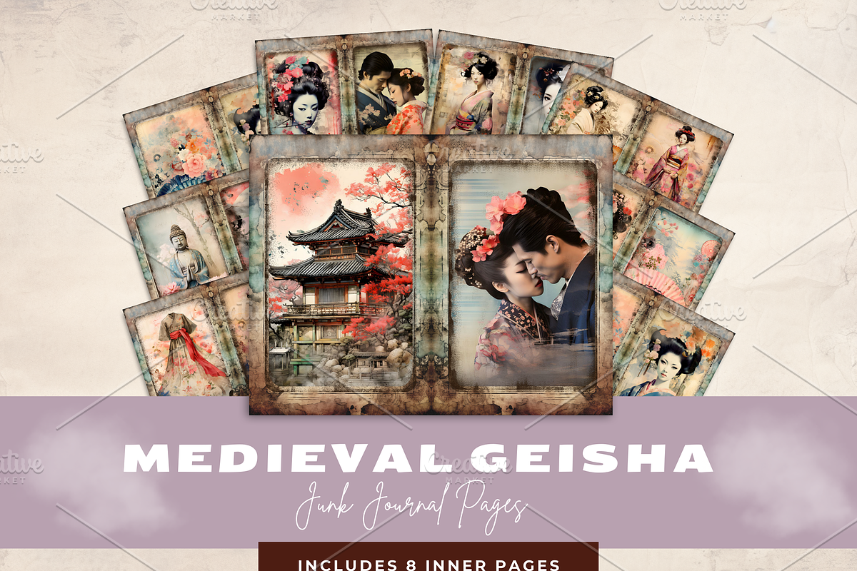 MEDIEVAL GEISHA JUNK JOURNAL KIT, a Person Illustration by Daring Digies (Photo 1 of 5)