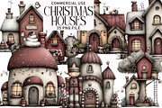 Christmas Houses Clipart Bundle, an Illustration by Daily.Designs (Thumbnail 1 of 5)