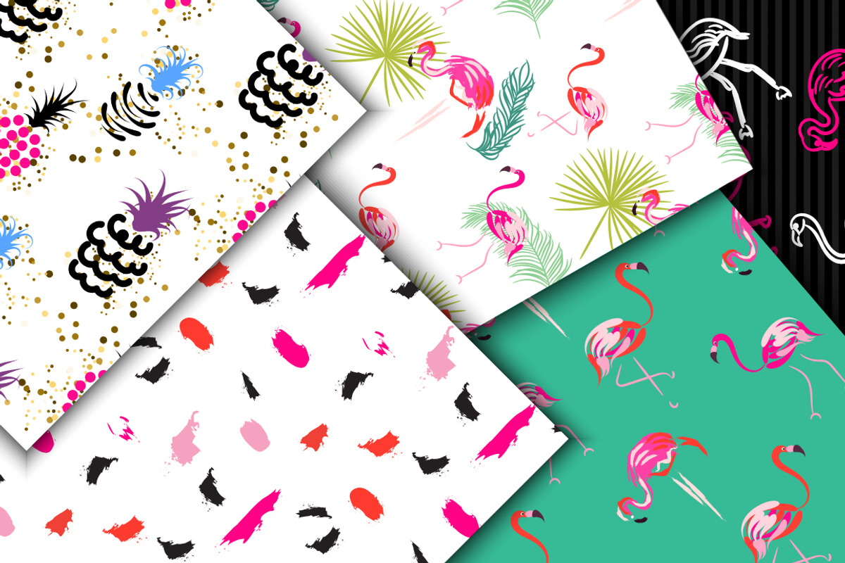 Flamingo Seamless Patterns, a Pattern Graphic by Milky April