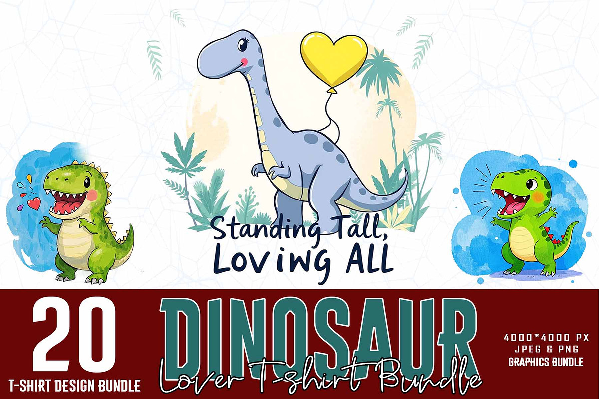 Dinosaur Lover Illustration Bundle, an Illustration by Sofia's Fashion (Photo 1 of 3)