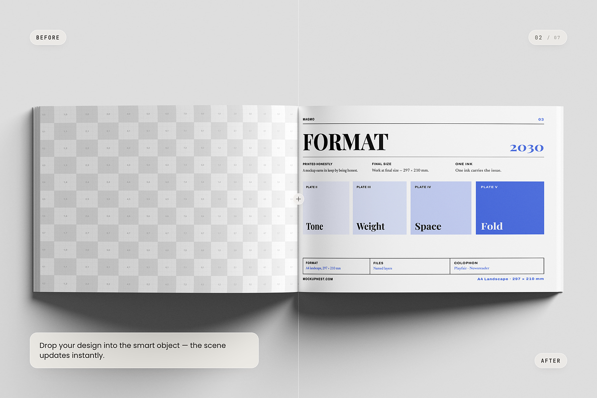 A4 Landscape Magazine Mockup, a Books & Magazine Mockup by Toasin Studio (Photo 2 of 7)