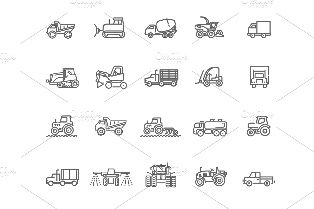 Agricultural and farming machines, an Illustration by Tettygreen