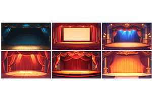 Theater stage. Cartoon empty scene, an Object Illustration by Stock-Smart-Start