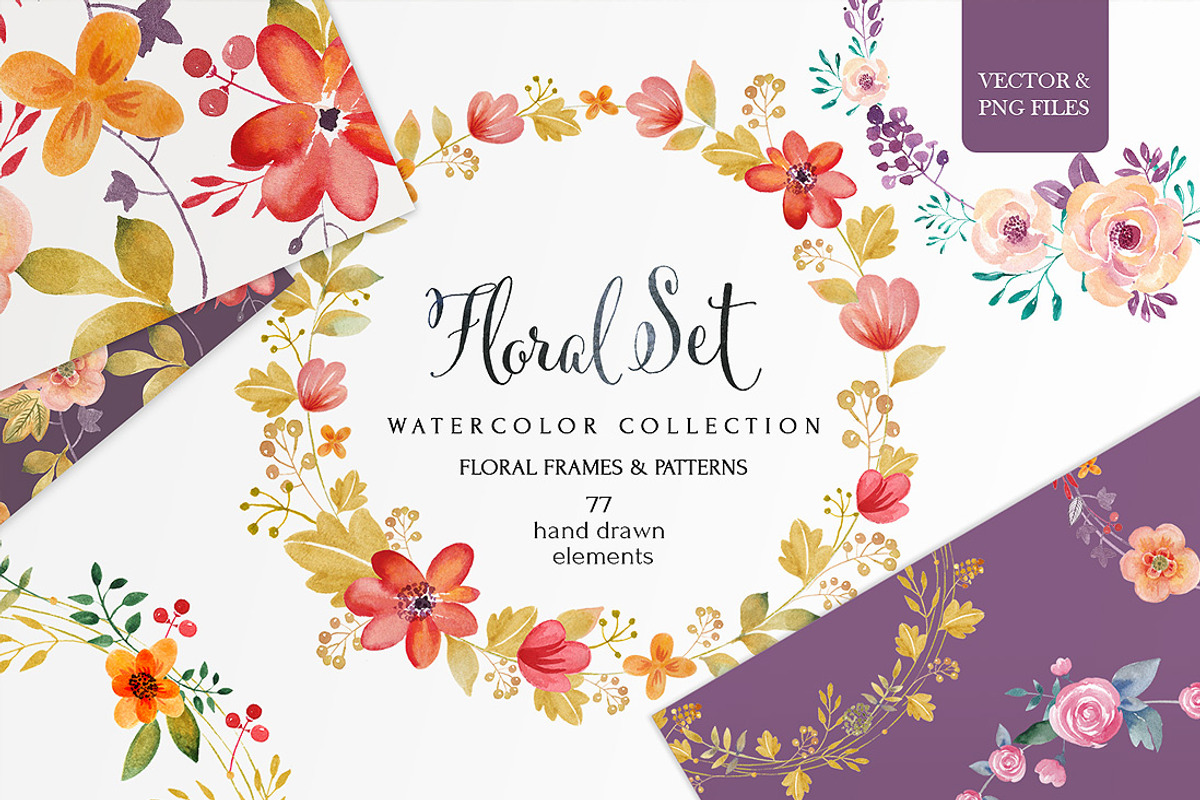 Floral set (vector& png files), an Illustration by SoNice (Photo 1 of 5)