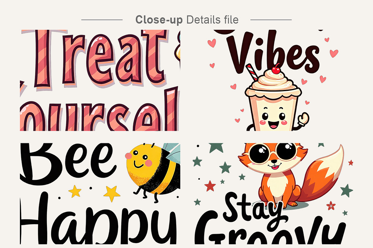 Retro Kawaii Quote Clipart Bundle, an Illustration by Artnoy (Photo 4 of 8)