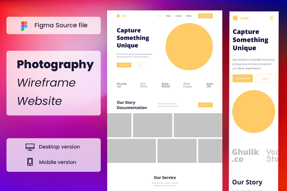 Photography Wireframe Website, a Wireframe Template by INSPR STD (Photo 1 of 4)