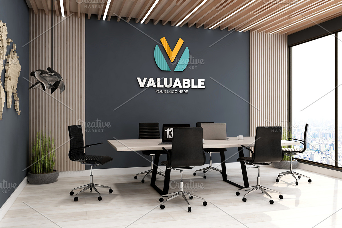 PSD Office Wall Logo Mockup, an Advertising Mockup by Ayy (Photo 6 of 23)