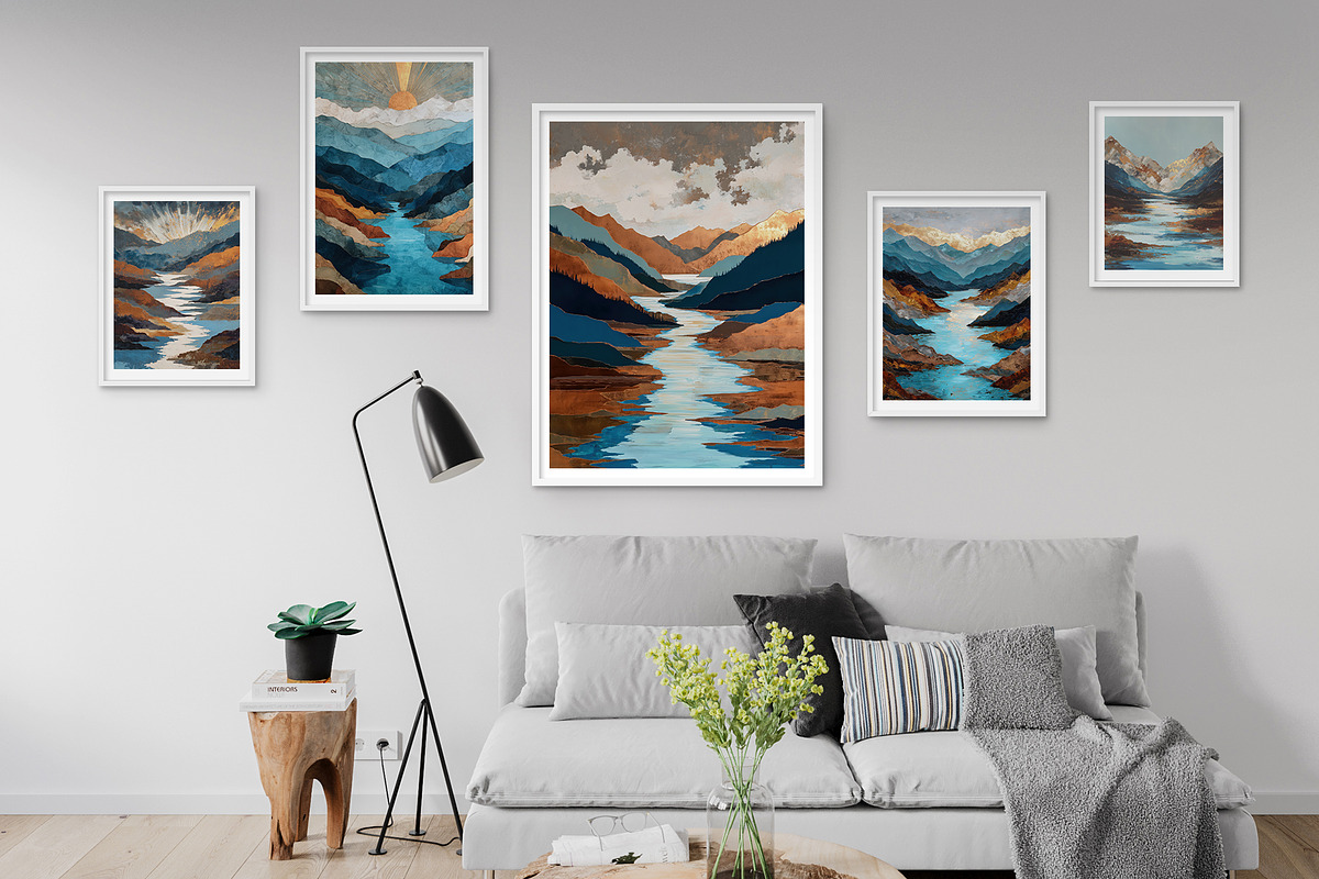 Abstract Mountain Lake Illustration, a Decorative Illustration by Housui Patterns (Photo 8 of 12)