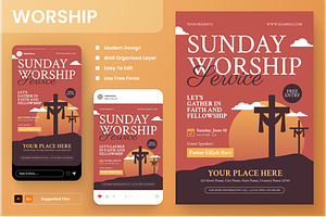 Sunday Church Flyer Set, a Flyer Template by Annora Studio