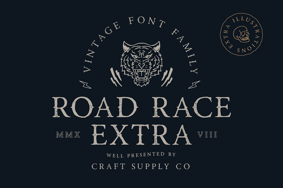 Road Race Extra + Illustrations, a Serif Font by Craft Supply Co. (Photo 9 of 9)